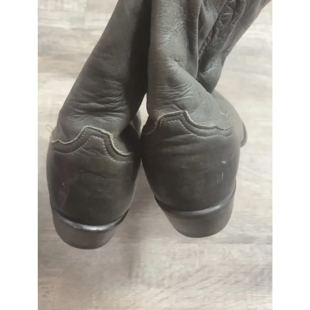 Vintage Tony Lama Charcoal Olive Leather Cowboy Boots – Men's Size 12 EE (Wide)